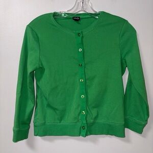Rafaella Green Knit Button Cardigan PS Preppy Academia Solid Basics
